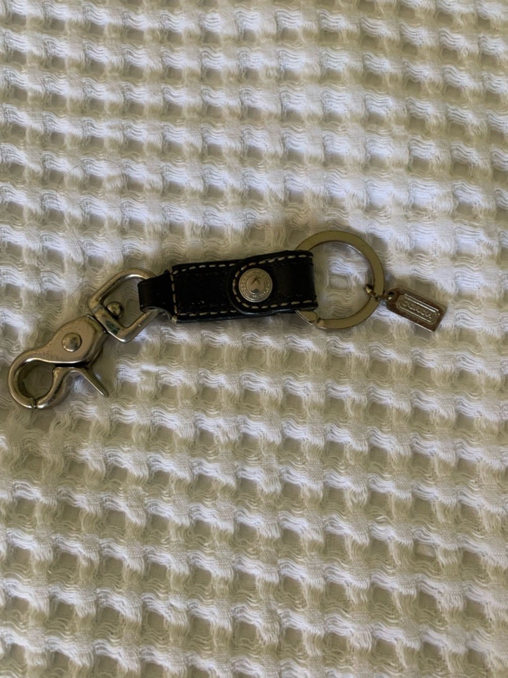 Coach Black Leather Valet Key Ring With Silver Hardware Vintage